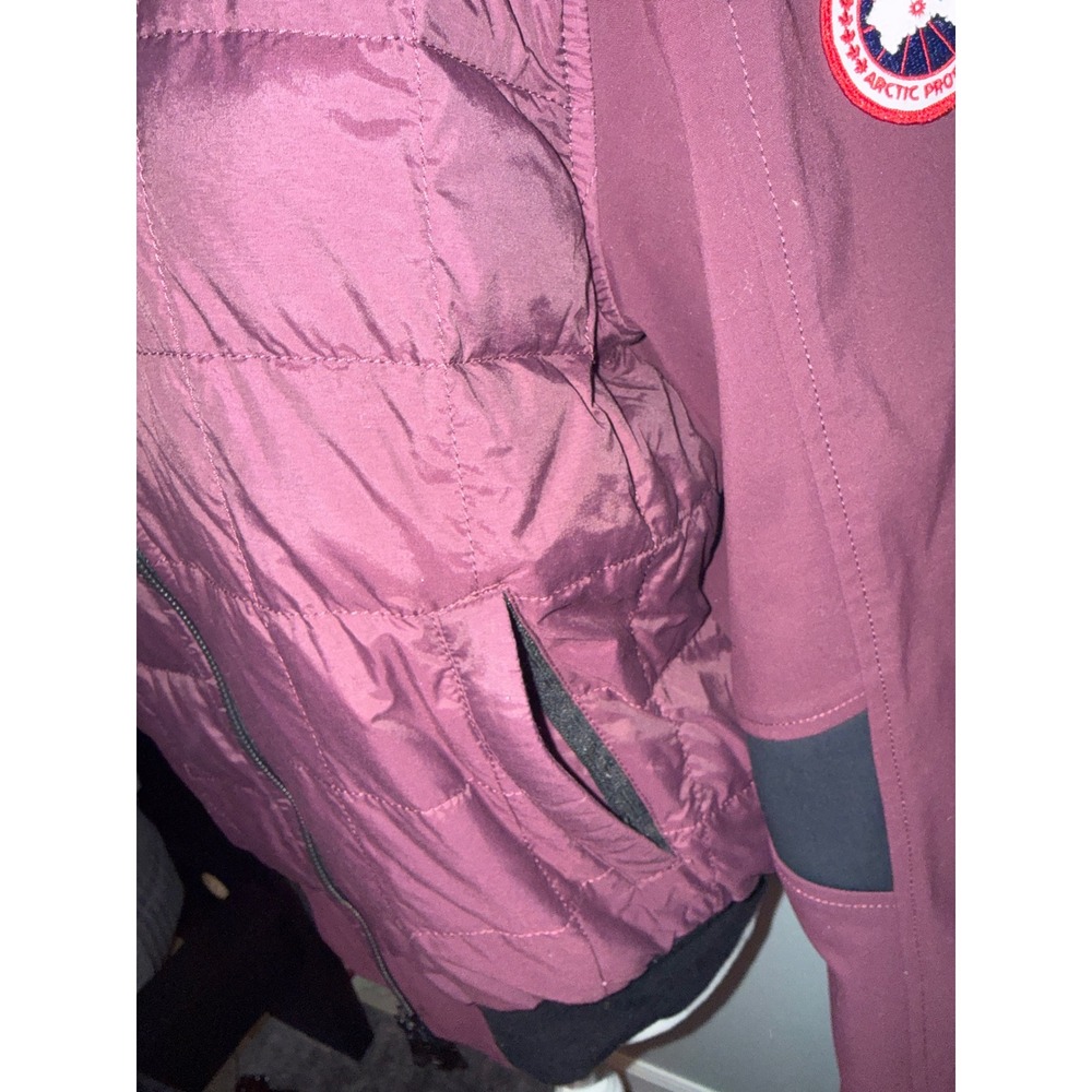 Canada Goose Burgundy Puffer Bomber Jacket Women's Size L Arctic Program Logo - Picture 5 of 11
